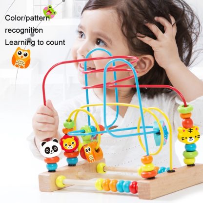 Children Beads Around Multifunctional Puzzle Block Toys, Style: Cupid Fruit - Image 3