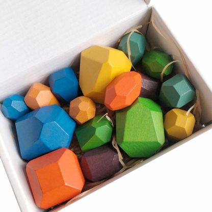 16 Grains Color A Children Early Teachings Stack Stone Building Blocks Wood Stack Stone Toys