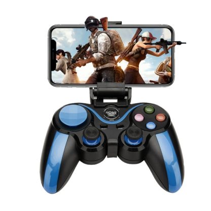 VR SHINECON S9 For Android/iOS Phones Wireless Bluetooth Direct Play Game Handle With Holder(Blue Black)