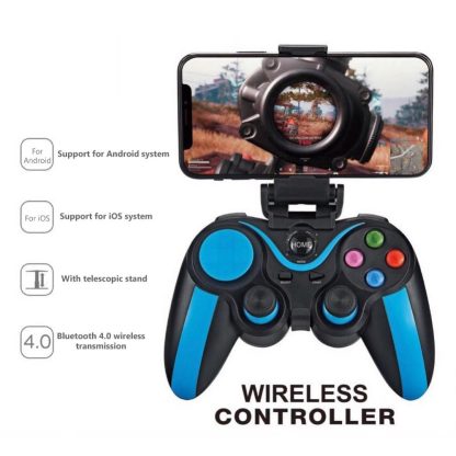 VR SHINECON S9 For Android/iOS Phones Wireless Bluetooth Direct Play Game Handle With Holder(Blue Black) - Image 3