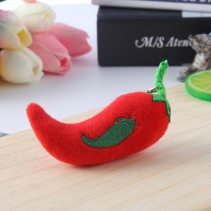 5pcs Cute Fruit And Vegetable Plush Bag Pendant Key Chain, Size: 10cm(Red Chili)