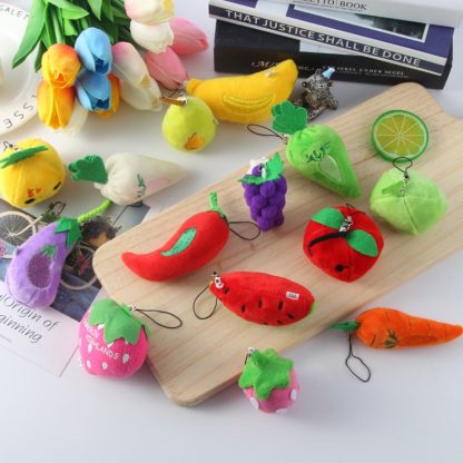 5pcs Cute Fruit And Vegetable Plush Bag Pendant Key Chain, Size: 10cm(Pink Strawberry) - Image 2