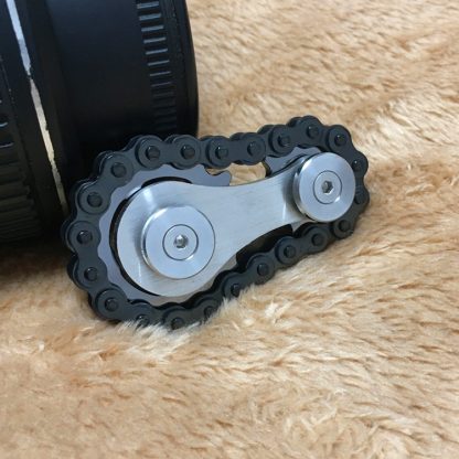 Black Chain Gyro Fingertip Gyro EDC Metal Toy Gear Sprocket Flywheel, Color: Gun Plated - Image 2