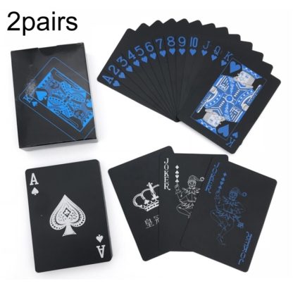 2pairs 54pcs Waterproof Plastic Poker Table Games Cards PVC Magic Playing Cards(Blue)