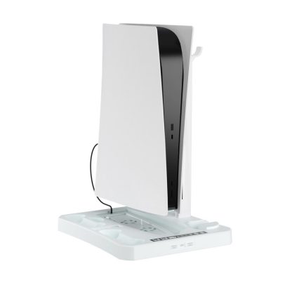 For PS5 ipaly Host Multifunctional Cooling Base VR2 Handle Charging Stand Disc Storage Rack(White) - Image 2