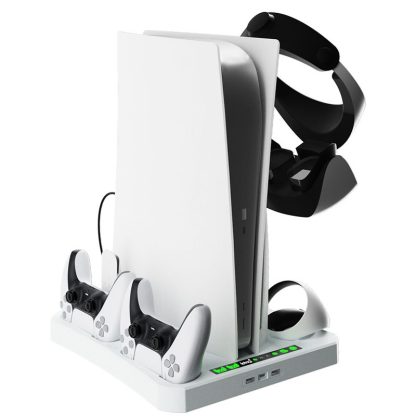 For PS5 ipaly Host Multifunctional Cooling Base VR2 Handle Charging Stand Disc Storage Rack(White) - Image 3