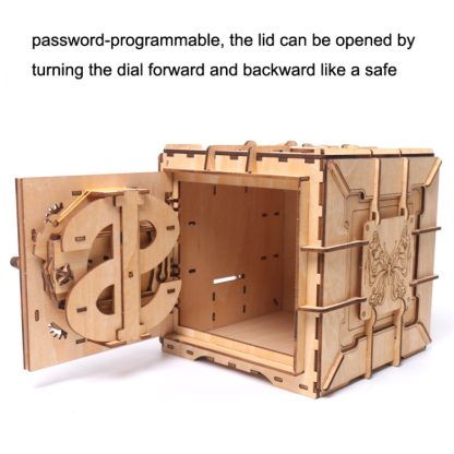 Wooden Puzzle Toy 3D Puzzle Assembly Box DIY Gift Desktop Ornaments, Style: Square Password Box - Image 3