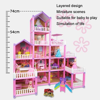 DSJ55-1 105pcs/set Children Passing Domestic Toy Doll House Princess Castle Set Simulation Disguise House - Image 2