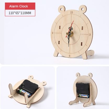 Wooden Mechanical Puzzle Toys Science Electric Assembling Toys ,Style: Alarm Clock - Image 2