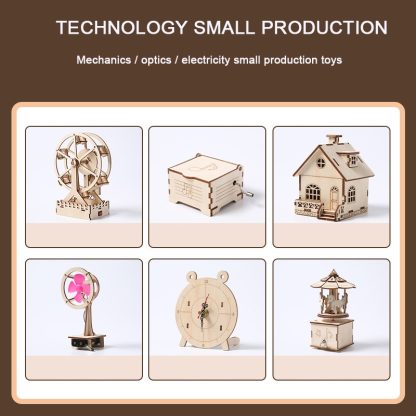 Wooden Mechanical Puzzle Toys Science Electric Assembling Toys ,Style: Alarm Clock - Image 3