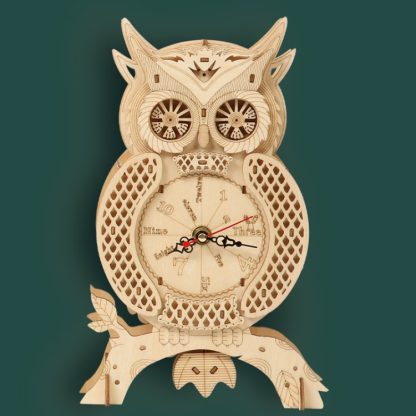 Owl Clock 3D Wooden Puzzle Toys DIY Handmade Ornaments