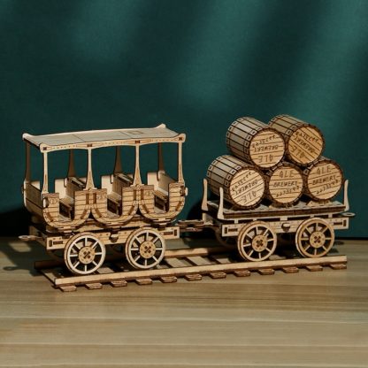 Red Wine Transport Truck 3D Wooden Puzzle Toys DIY Handmade Ornaments