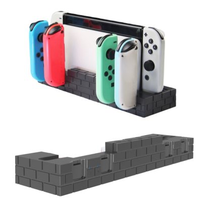 For Nintendo Switch / Switch OLED SW488 Power Bracket Game Card Storage Stand Handle Charging Seat(Black)