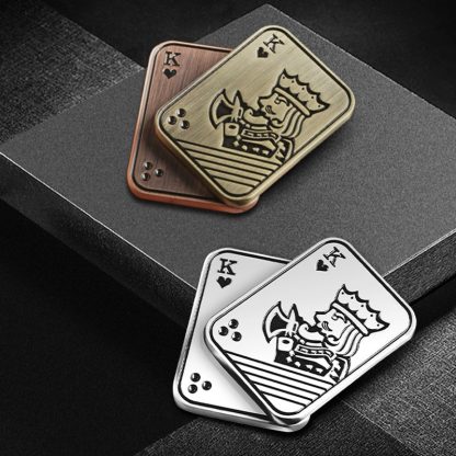 Poker Magnetic Metal Slider Stress Relief Toy EDC Top Spinning Poker Toys Decompress, Color: Silver - Image 2