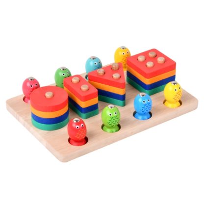 2-in-1 3D Magnetic Fishing Column Shape Matching Wooden Toys,Style: DQ