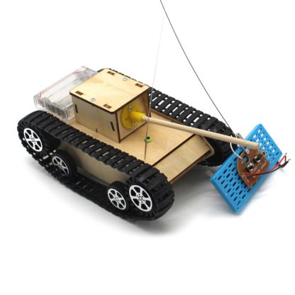 Wooden Electric Simulation Crawler Tank DIY Toy Assembly Model,Spec: No. 1 Single Motor Remote Control Edition