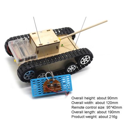 Wooden Electric Simulation Crawler Tank DIY Toy Assembly Model,Spec: No. 1 Single Motor Remote Control Edition - Image 3