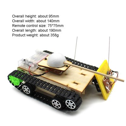 Wooden Electric Simulation Crawler Tank DIY Toy Assembly Model,Spec: No. 2 Dual Motor Remote Control Edition - Image 3