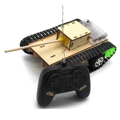 Wooden Electric Simulation Crawler Tank DIY Toy Assembly Model,Spec:  No. 3 Dual Motor Remote Control Edition