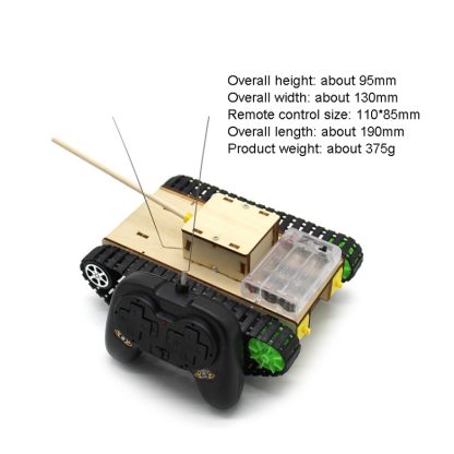 Wooden Electric Simulation Crawler Tank DIY Toy Assembly Model,Spec:  No. 3 Dual Motor Remote Control Edition - Image 3