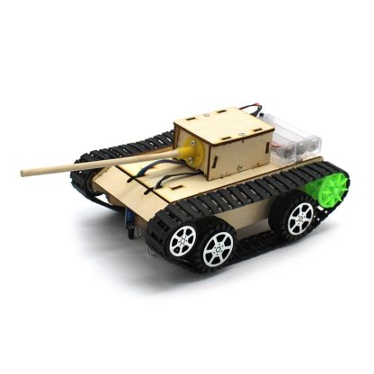 Wooden Electric Simulation Crawler Tank DIY Toy Assembly Model,Spec:  No. 4 Follow The Black Line