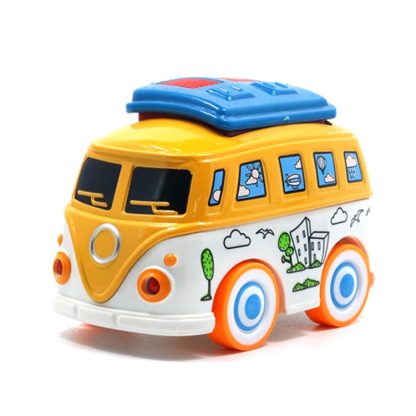 Children Alloy Simulation Bus Cartoon Bus Model Toy(Yellow)