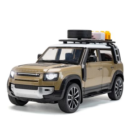 Simulation 1:24 7 Open Doors Alloy Off-Road SUV Car Sound Light Model Children Toy Ornament(Brown)