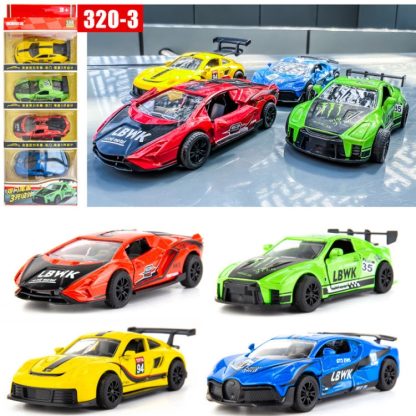 320-3 4pcs/set 1:60 Alloy Car Toy 3 Open Doors Back Force Sports Car Model - Image 2