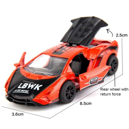 320-3 4pcs/set 1:60 Alloy Car Toy 3 Open Doors Back Force Sports Car Model - Image 3