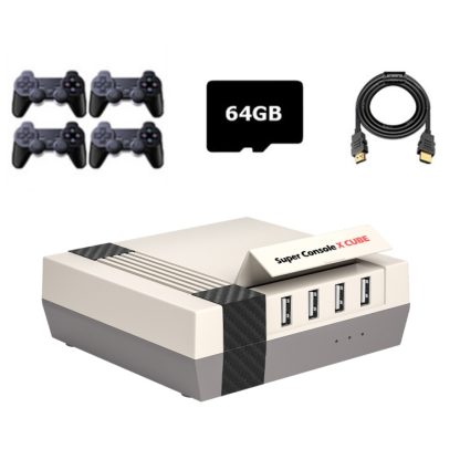 Super Console X Cube Wireless Retro TV Video Game Console Built-in 50+ Emulators 64G 33000+ Games 4 Handles(US Plug)