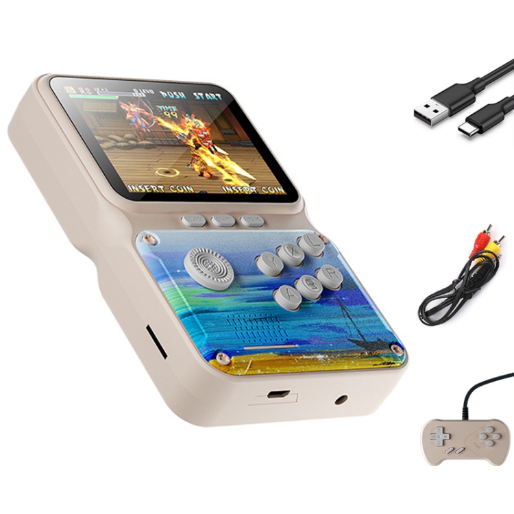 Doubles 8-bit 3.0 inch Rocker Arcade Handheld Game Console Built-in 500 Games, Support AV Output(Lotus Color)