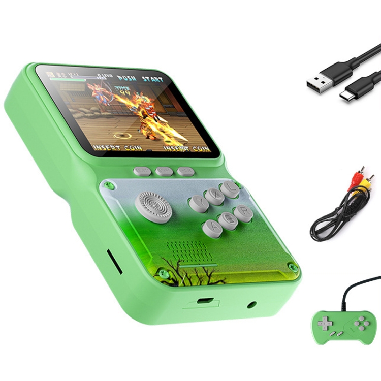 Doubles 8-bit 3.0 inch Rocker Arcade Handheld Game Console Built-in 500 Games, Support AV Output(Fluorescent Green)