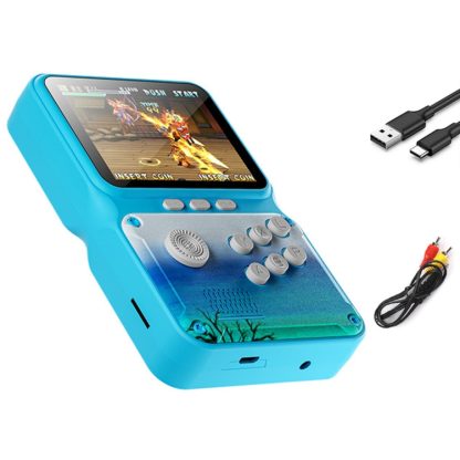 Singles 8-bit 3.0 inch Rocker Arcade Handheld Game Console Built-in 500 Games, Support AV Output(Cyan Light Blue)