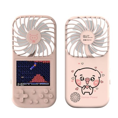 2 in 1 Pocket Game Console + USB Mini Portable Handheld Small Fan 500 Retro Nostalgic Games(Pink) - Image 2