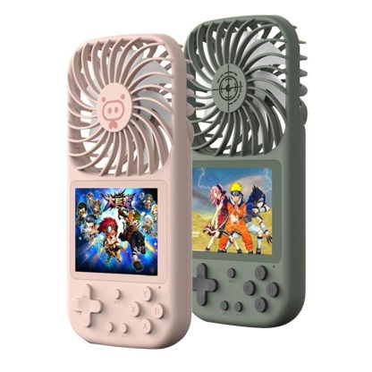 2 in 1 Pocket Game Console + USB Mini Portable Handheld Small Fan 500 Retro Nostalgic Games(Pink) - Image 3