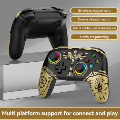 Wireless Bluetooth Somatosensory Vibration Gamepad for Nintendo Switch/Switch PRO, Color: Black Gold - Image 2