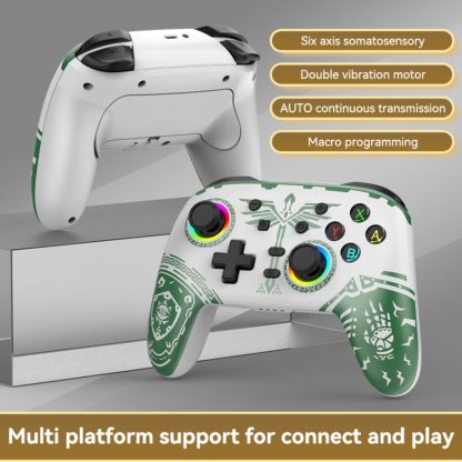 Wireless Bluetooth Somatosensory Vibration Gamepad for Nintendo Switch/Switch PRO, Color: White Green - Image 2