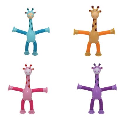 3pcs Suction Cup Telescopic Tube Giraffe Educational Decompression Toy, Random Color Delivery, Color: Without Light - Image 2