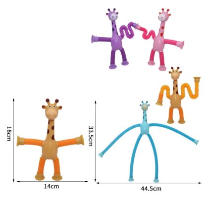 3pcs Suction Cup Telescopic Tube Giraffe Educational Decompression Toy, Random Color Delivery, Color: Without Light - Image 3