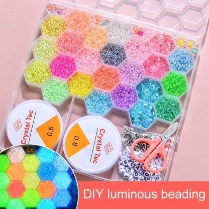 3mm Luminous Millet Beads DIY Beaded Storage Box Toys, Style: Hexagonal Multi-letter - Image 3