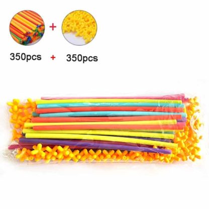 350pcs Pipe+350 Connectors DIY Plastic 4D Straw Building Blocks Joint Funny Development Toys