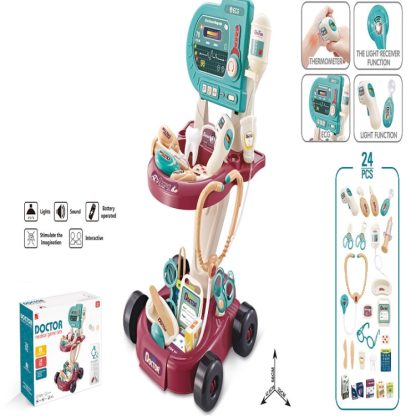 24 In 1 Play House Toy Set Simulation Doctor Cart - Image 2