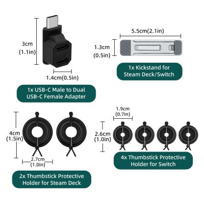 JYS JYS-SD015 8pcs/set Raptor Protective Kit With Bracket For Switch / Switch OLED / Switch Lite / Steam Deck(Black) - Image 2