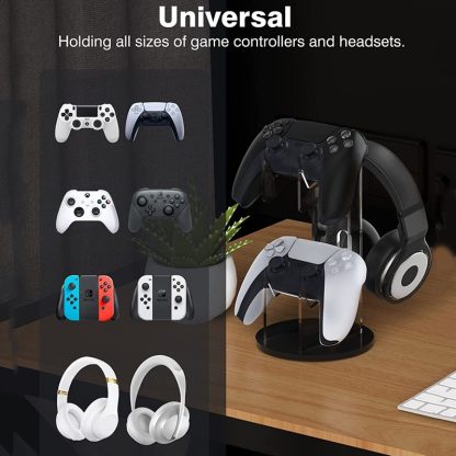 Acrylic Game Controller Display Stand Headphone Hanger(Black-Round Bottom) - Image 2