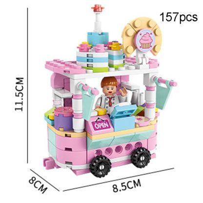 LELE BROTHER Children Assembling Mini City Street Scene Building Blocks, Style: 8613-8 Dessert Car - Image 2