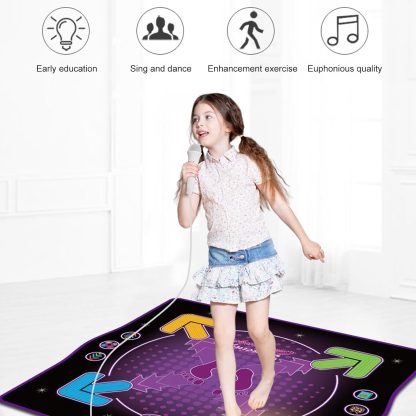 Bluetooth Electronic Dance Mat Children Music Dance Pad, Spec: Lighting Type With Microphone - Image 3