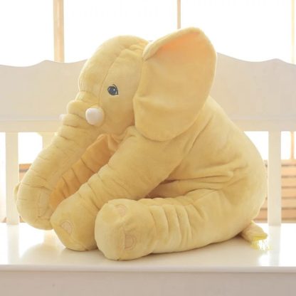 Plush Elephant Doll Toy Kids Sleeping Back Cushion Cute Stuffed Elephant Baby, Height:60cm 800g(Yellow)