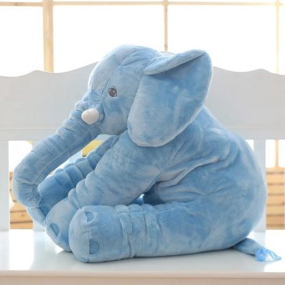 Plush Elephant Doll Toy Kids Sleeping Back Cushion Cute Stuffed Elephant Baby, Height:40cm 300g(Blue)