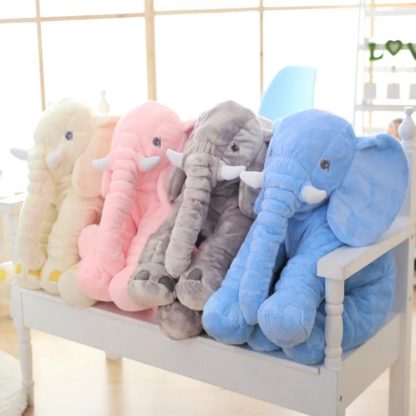 Plush Elephant Doll Toy Kids Sleeping Back Cushion Cute Stuffed Elephant Baby, Height:40cm 300g(Blue) - Image 3