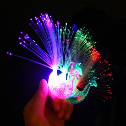 10 PCS Colorful Fluorescent Peacock Finger Lights Party Gadgets Children Entertainment Toys(Blue Green White Red Random